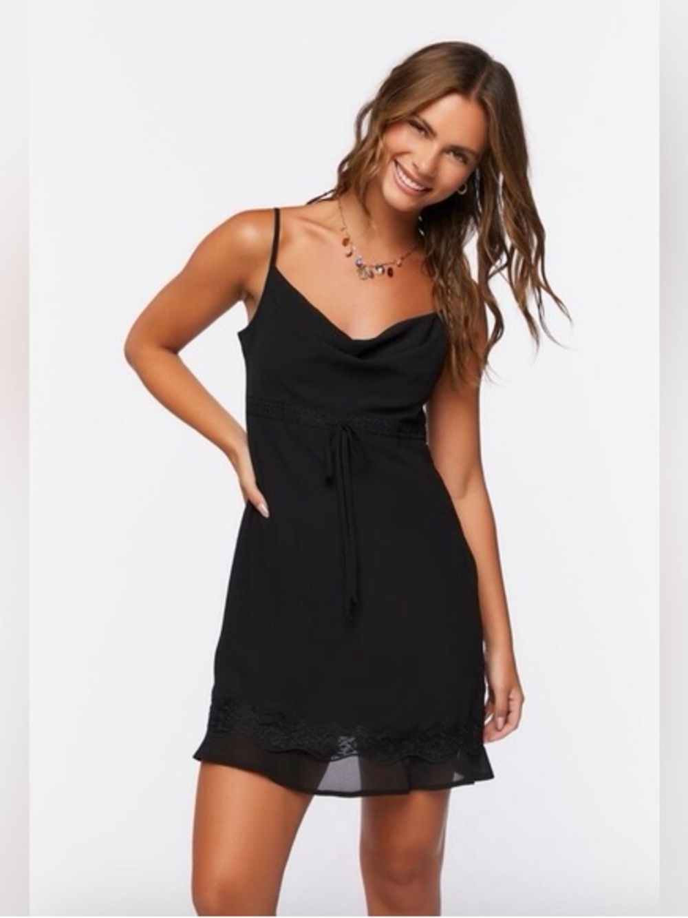 NWT Forever 21 black mini slip dress
